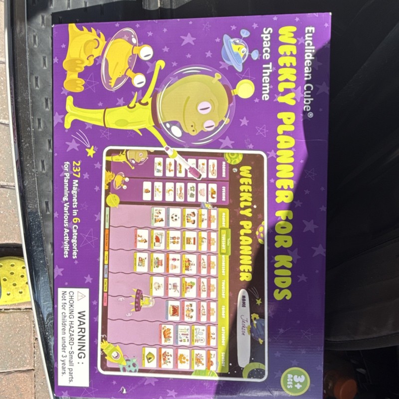 Euclidean Cube Space Theme Weekly Planner for Kids Ages 3+ Multicolor 2023