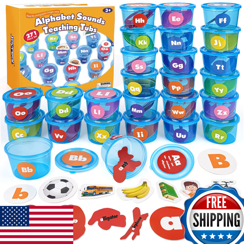 Joyreal Alphabet Learning Toy Toddlers – 271 Pcs Soup Sorters, Cards, Tubs