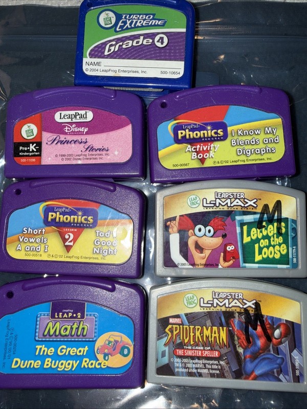 Leapfrog Leapster + Leapster L-Max Learning Game Cartridges Lot of 7 Untested