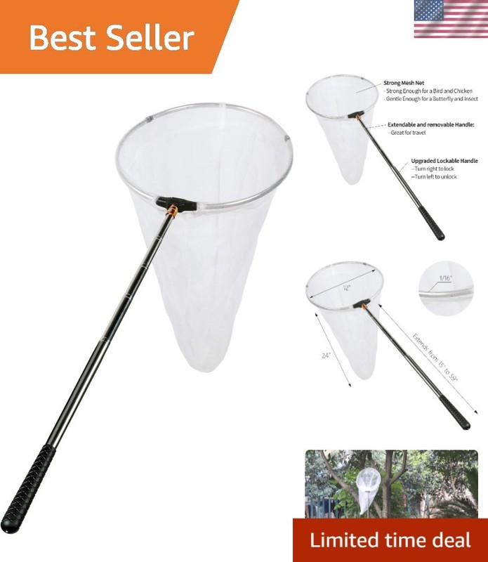 Folding Butterfly Net – 12″ Ring, Durable Materials, Extends to 59″ for Easy Use