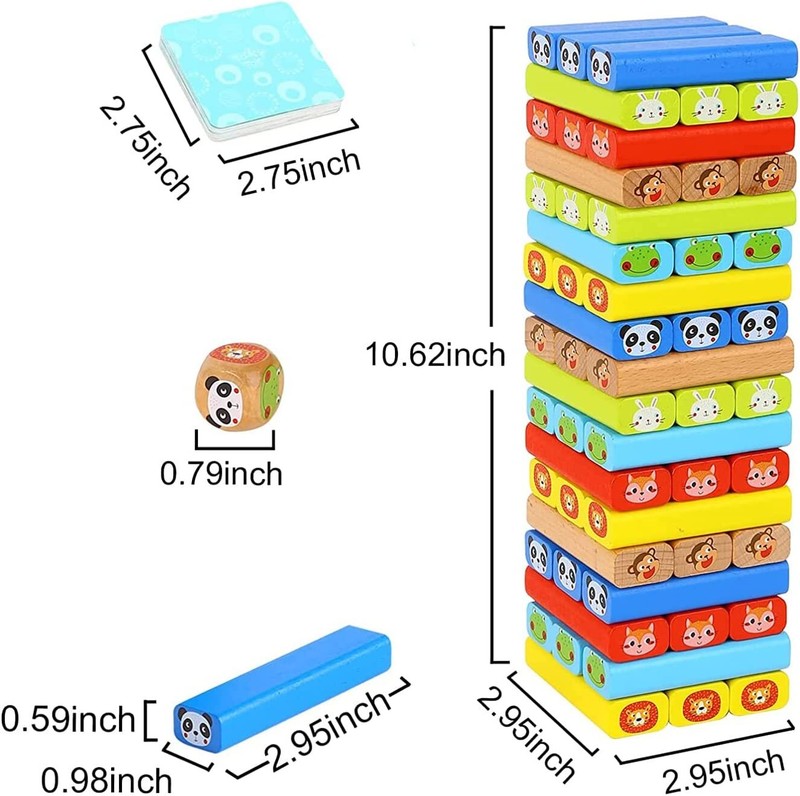 TOOKYLAND Wooden Tumble Tower Game - 82pcs - Stacking Blocks Play Set, Ages 3+ gallery