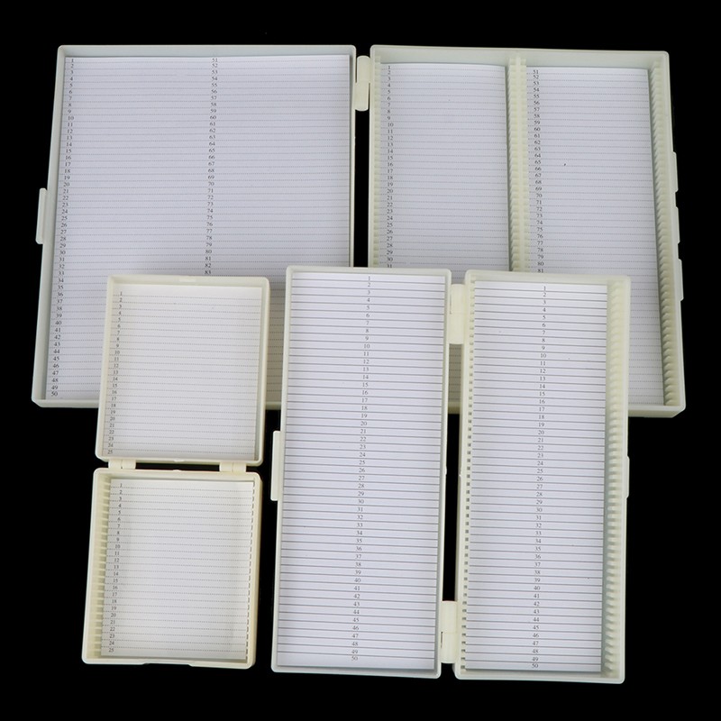 Plastic Microscope Glass Slide Box 25/50/100pcs Biological Slices Storage Case gallery