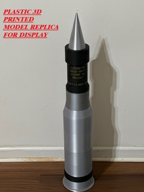 M830A1 Sabot M1A1/M1A2 Abrams Tank Shell 3D Printed Display Model Replica