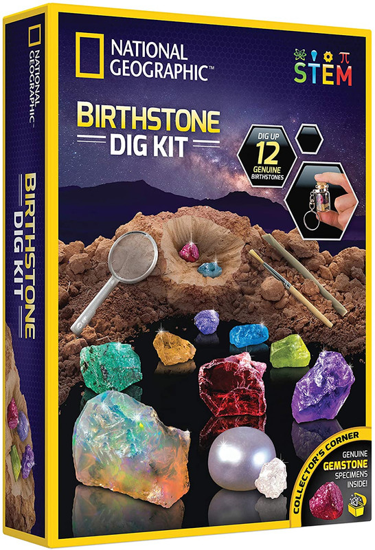 National Geographic Birthstone Dig Kit – Science Kit with 12 Genuine Birthstones