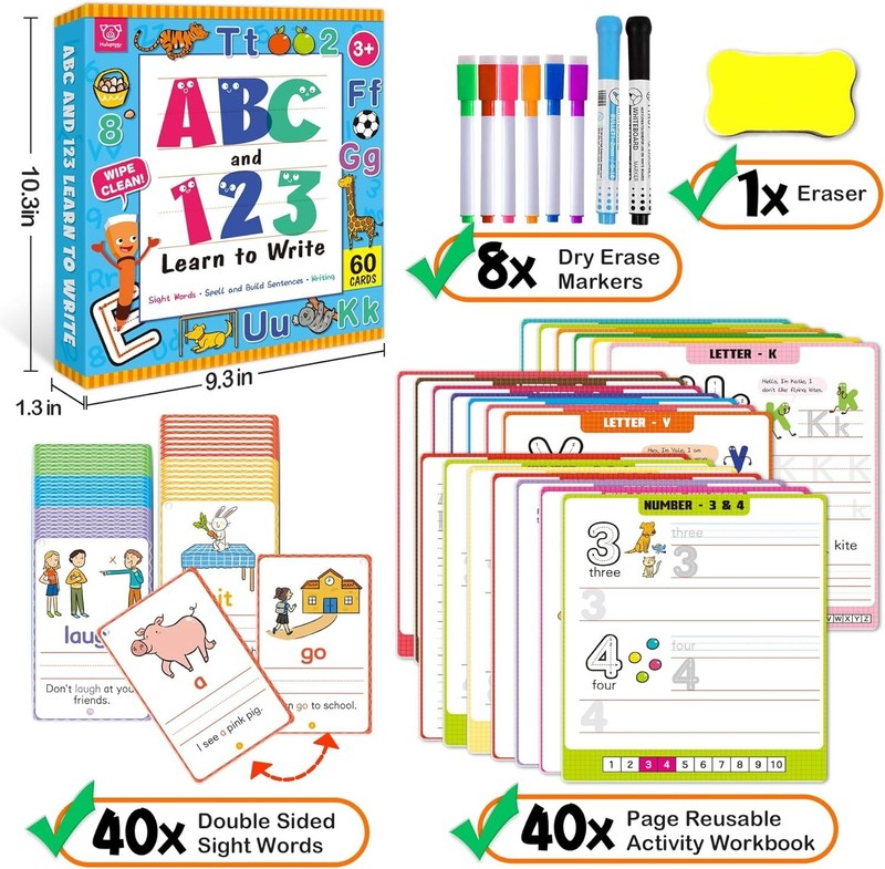 Preschool Learning Activities - Reusable Letter & Number Tracing Book for Kids 3 gallery