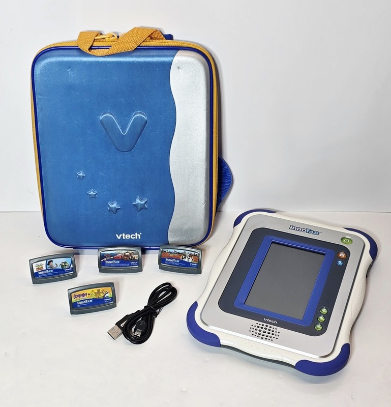 VTECH InnoTab KIDS Learning Tablet TOUCH PAD W/Case 4 CARTRIDGES Cable ~ NO PEN