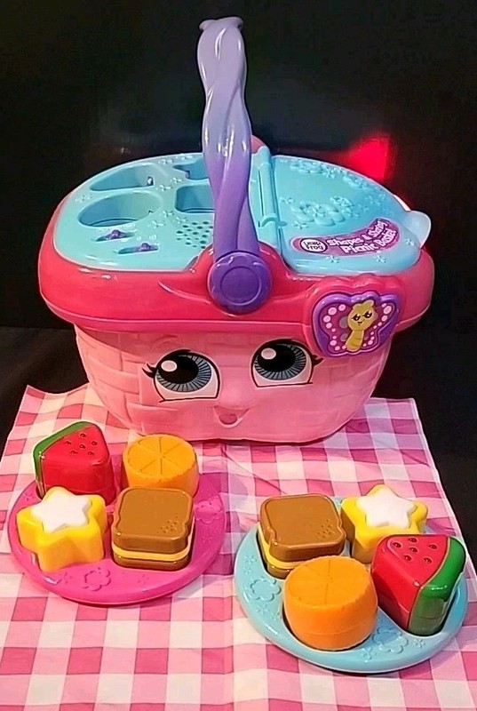 LEAP FROG Shapes and Sharing Pink Picnic Basket Toy Music Works Educational Read