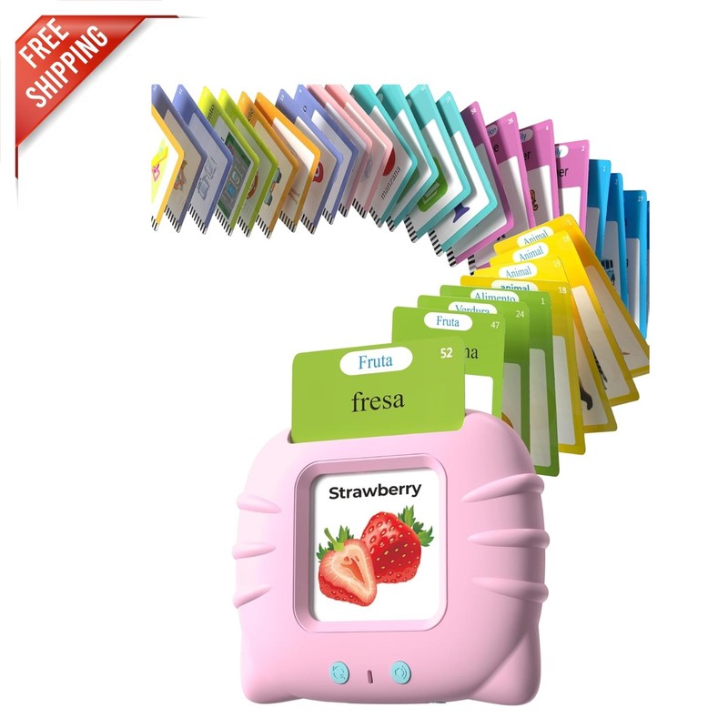 Bilingual Pink Talking Flash Cards for Kids – 510 Words in English & Spanish