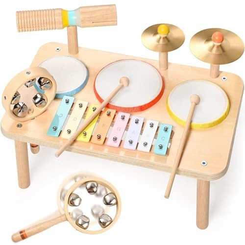 9-in-1 Kids Drum Set - Montessori Musical Instruments for Toddlers, Baby Gift, E gallery