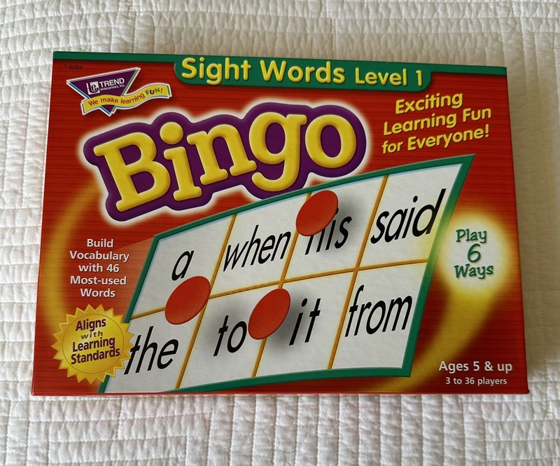 Sight Words Level 1 Bingo Reading Game Learning Ages 5 & Up Boys Girls Fun gallery