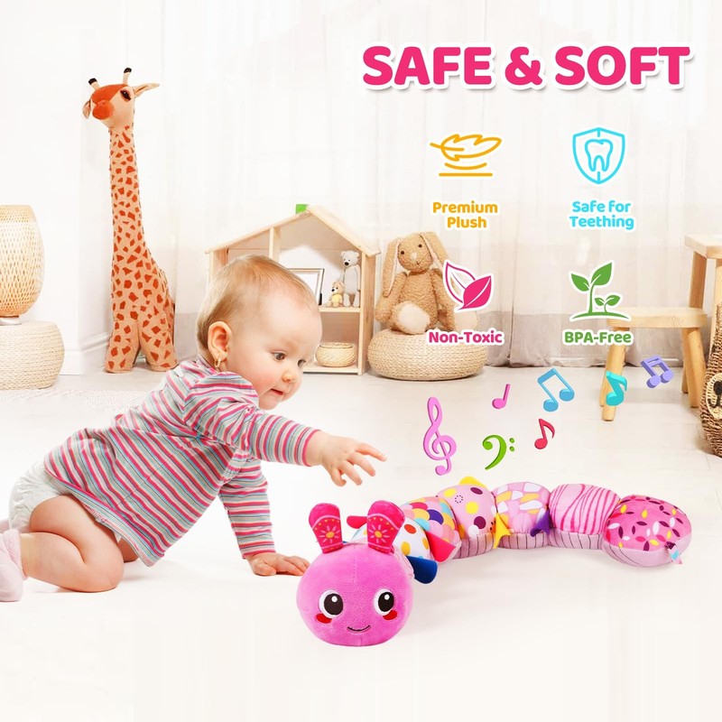 KMUYSL Baby Toys 0-6 6-12 Months, Sensory Music Animal Stuffed Toy for 0 Pink gallery