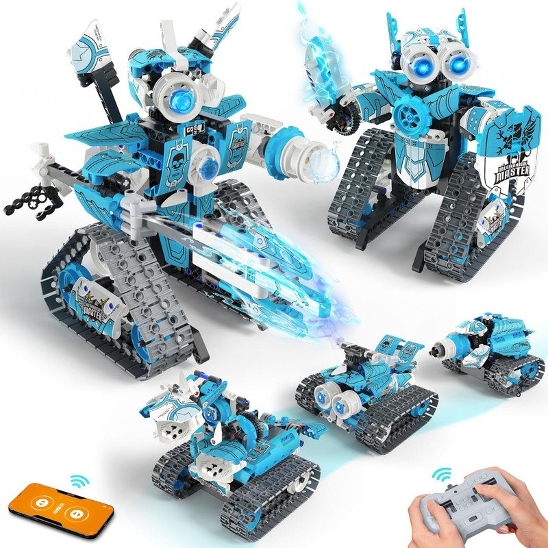 Opmind 5 in 1 STEM RC Robot Building Kit, 408PCS APP & Remote Control Blocks DIY