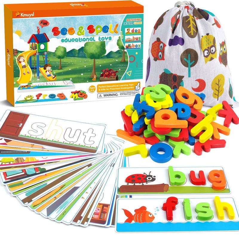 Learning Toys for 3 4 5 6 Years Old Boys and Girls – See & Spell CVC Word Bui…