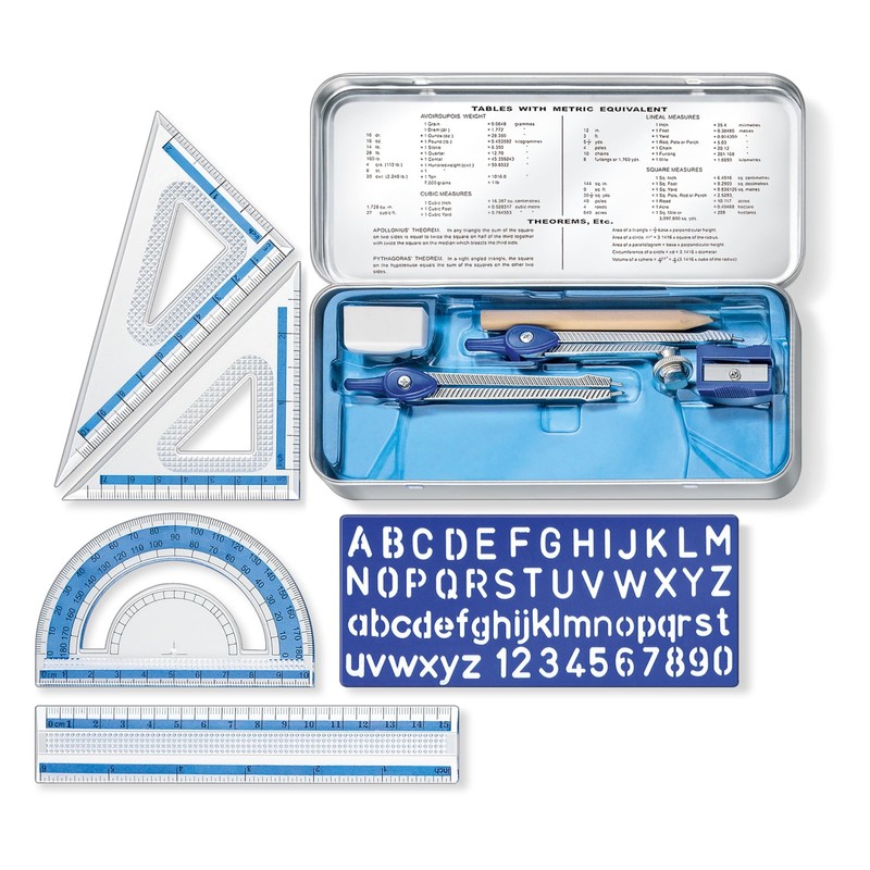 STAEDTLER 10-Piece Math Set with Metal Compass, 6″ Ruler Compact, Multicolor