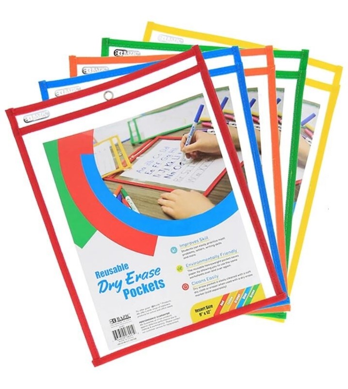 2 X SCHOOL, ADULT EDUCATION AID REUSABLE DRY ERASE POCKETS , CHILDREN’S WRITING