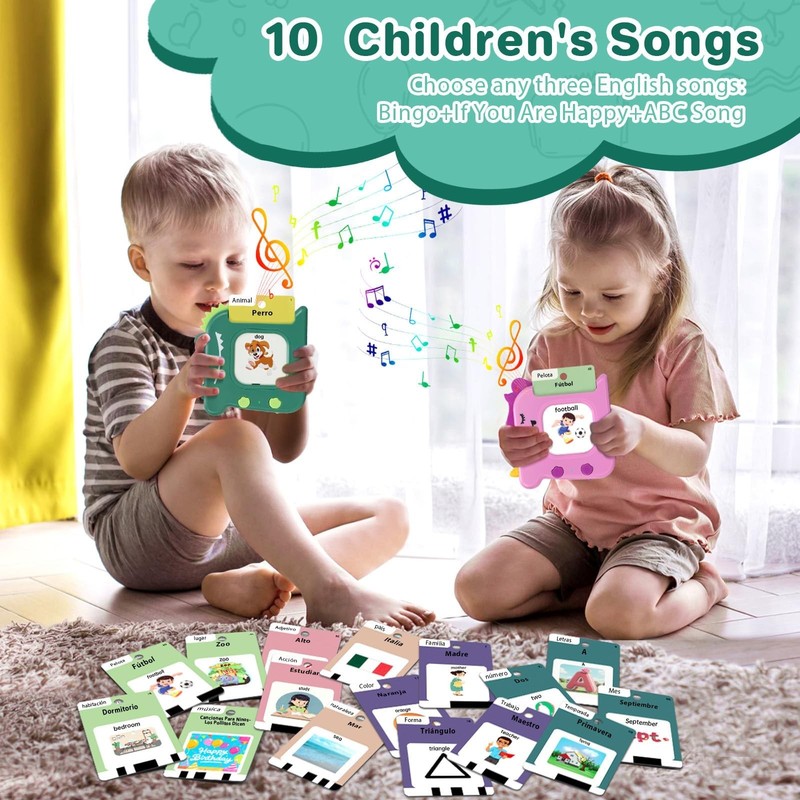 Bilingual Talking Flash Cards - Spanish & English, Montessori Learning Toy for T gallery