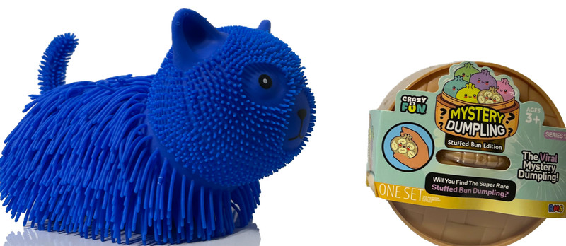 Set of 2 Pufferz Kitty Stretch Squishy & Mystery Dumpling Stuffed Bub Edition
