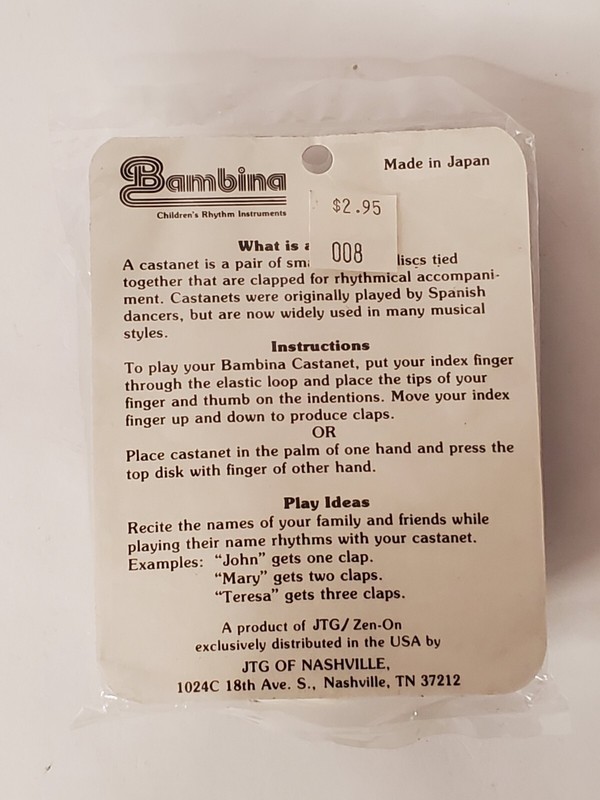 VTG JTG Bambina Castanet Kids Musical Toy #405 NIP Zen-On Panda Bear - New NOS gallery