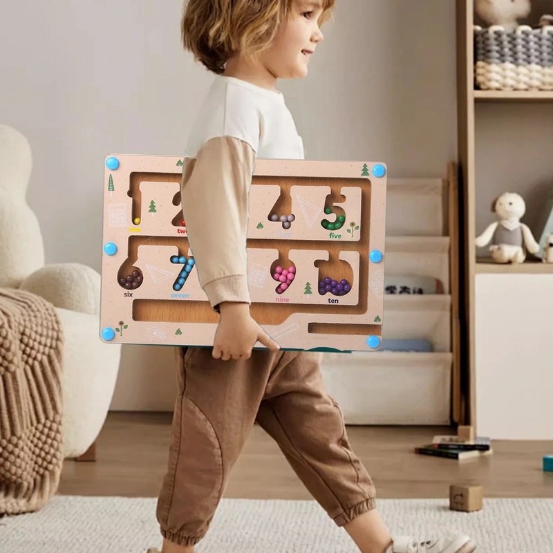 Wooden Magnetic Maze Board Game | Number Learning & Color Recognition Puzzle gallery