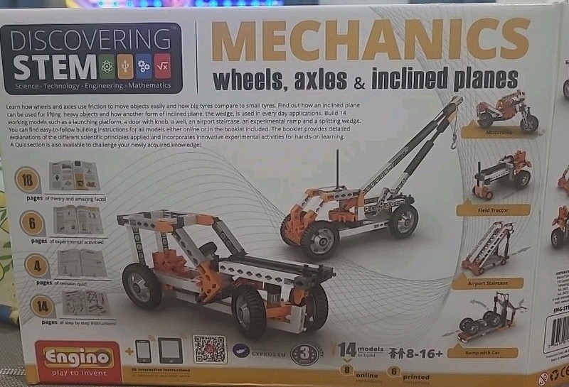 Engino Discovering STEM Mechanics Wheels Axles And Inclined Planes Complete Set.