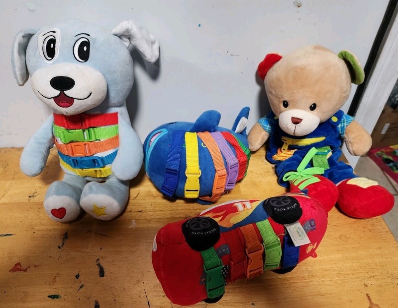 LARGE LOT of Buckle Sensory Fine Motor Development Toy Plushies OT/PT EUC