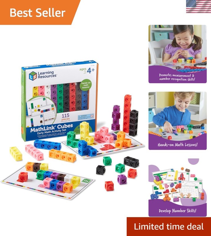 MathLink Cubes Early Math Activity Set – 115 Pieces, Ages 4+, Classroom Must …