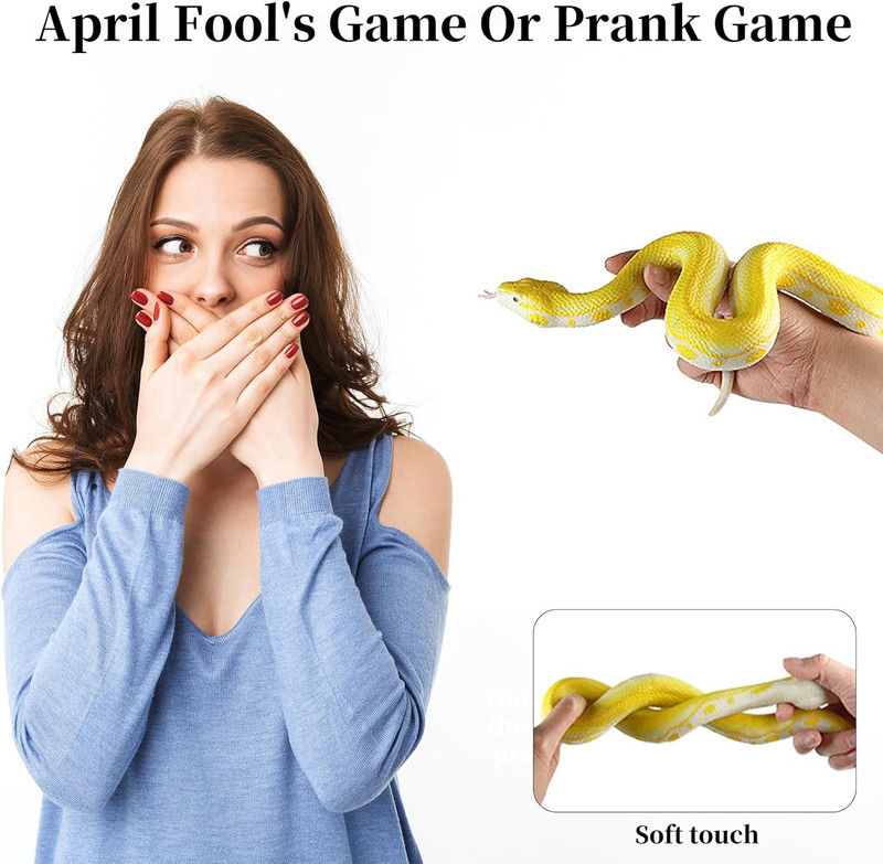 Realistic Fake Snakes Toy Soft Rubber Snake Realistic Keep Birds and Squirrels A gallery