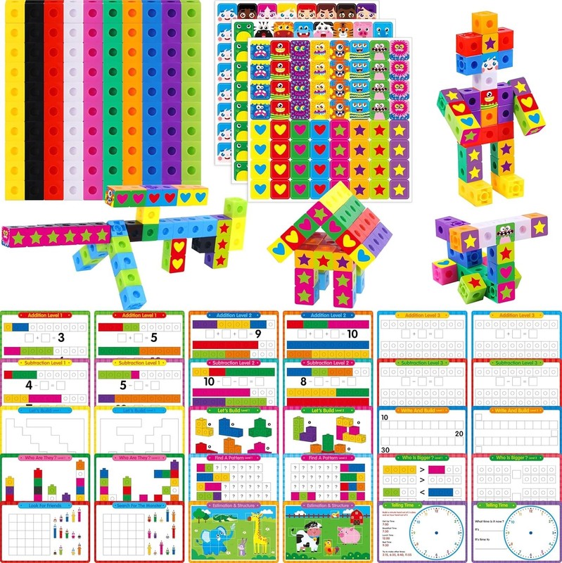 Durable Counting Blocks & Creative Activity Cards - Ideal for Early Math Skills gallery