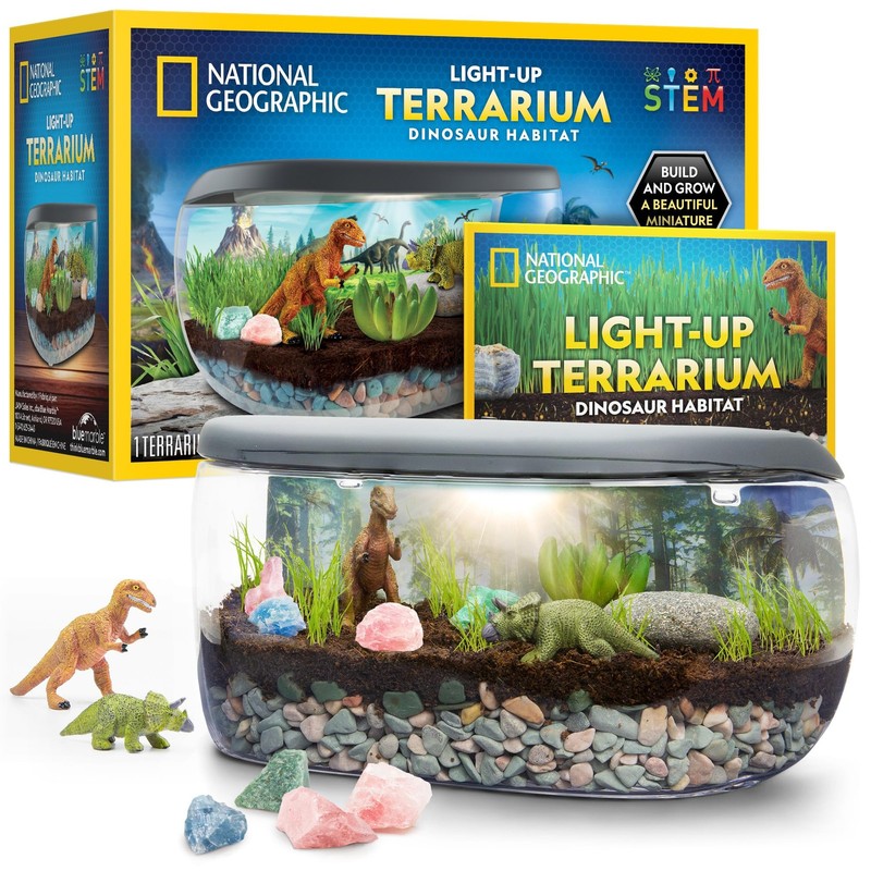 National Geographic Light Up Terrarium Kit for Kids – Build a Dinosaur Habita…