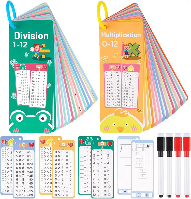 Multiplication and Division Flash Cards 30 Pcs, 0-12 Math Flash Cards with 4 Dry gallery