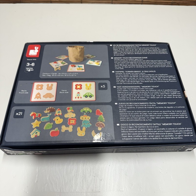 Bingo Style Sensory Game Janod Touch Recognition Ages 3-6 Colorful Wood Pieces gallery