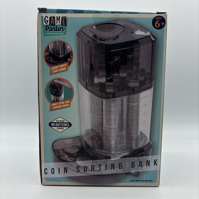 Parlor Automatic Money Coin Sorter Machine Stacks Piggy Bank First Standing TOY