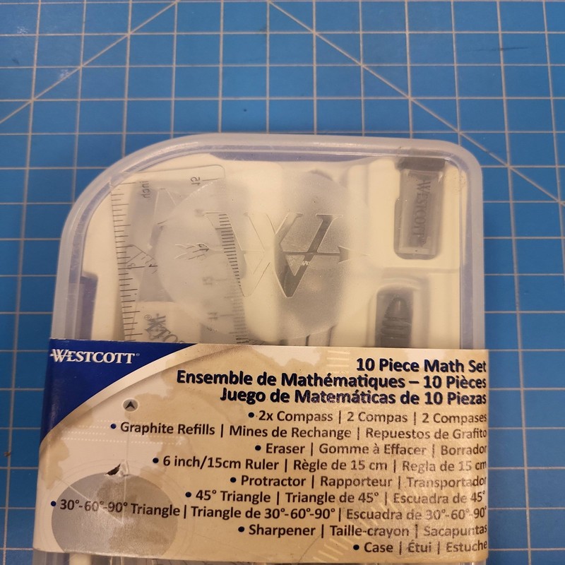 Westcott 10 Piece Math Set Geometry Drawing Tools Compass Protractor Ruler 15420 gallery