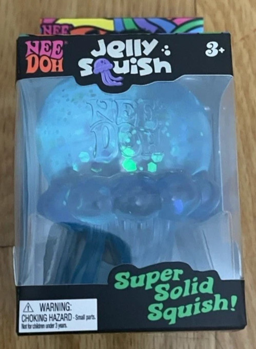 NeeDoh Blue JELLY SQUISH Sparkle Jellyfish Squishy Nee Doh 100% Authentic