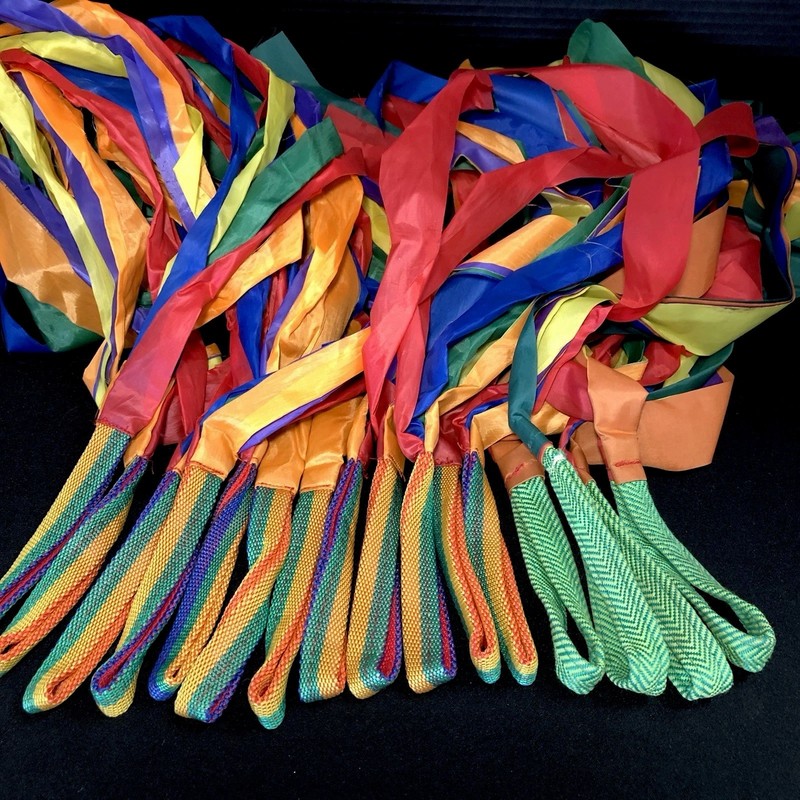 Rainbow Wrist Ribbon Streamers (16) Preschool Dance Discount School Supply Teach