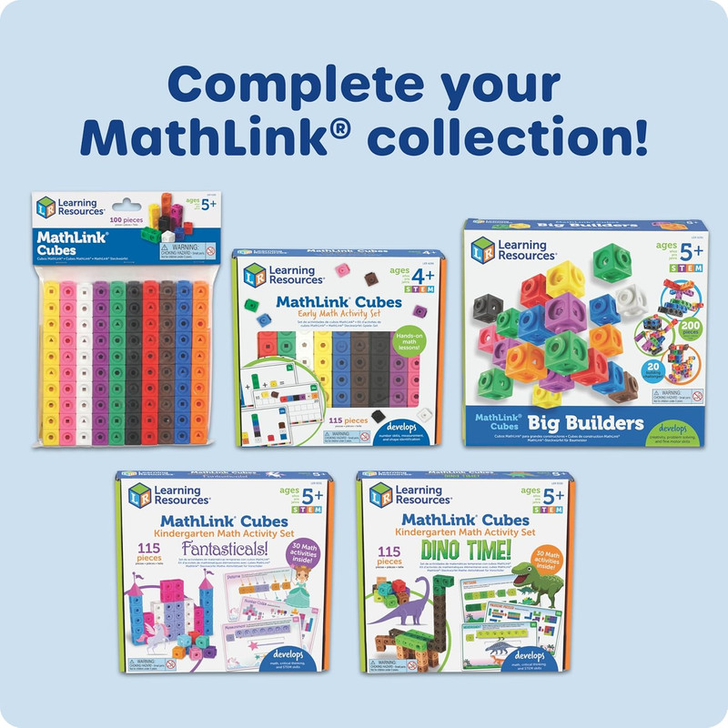 Mathlink Cubes - Set of 100 Cubes, Ages 5+ Kindergarten, STEM Activities, Math M gallery