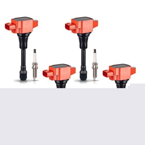 ENA 4 Red Ignition Coil Pack and Double Iridium Spark Compatible with Nissan