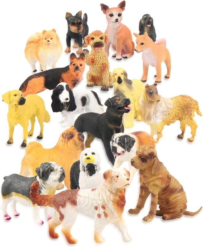 18 PCS Large Dog Figurines Playset, 4″ Toy Pet Puppy Realistic Play Figures, …