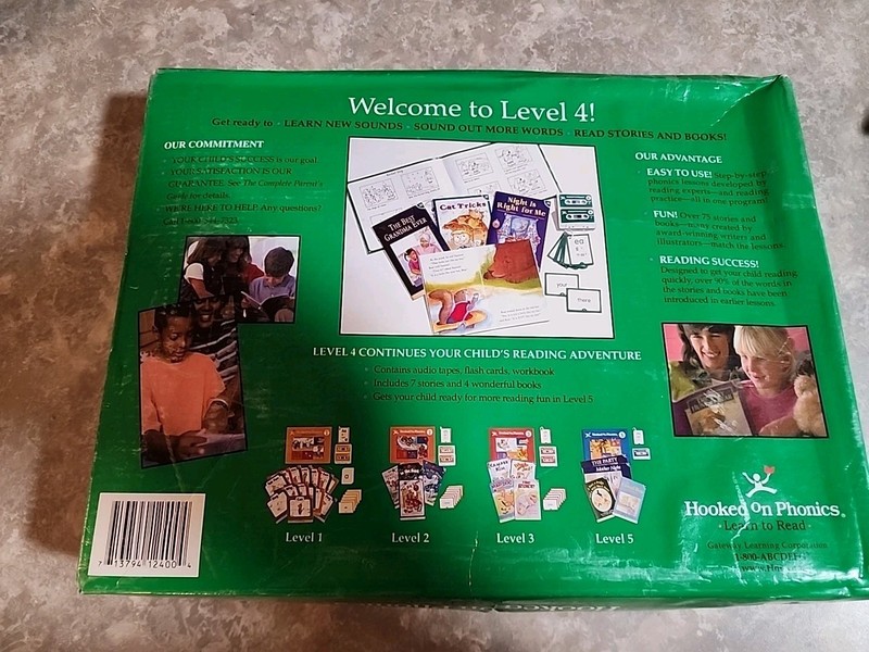 Vtg Level 4 Hooked on Phonics Homeschooling Audio Tape Flash Cards Books gallery