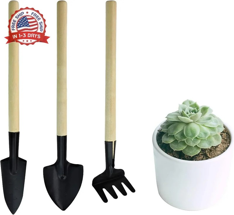 Andiker Mini Gardening Tools, 3pcs Portable Garden Hand Tools Set, Miniature Gar