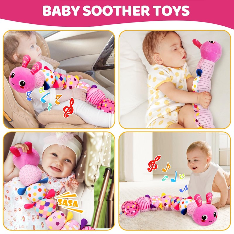 KMUYSL Baby Toys 0-6 6-12 Months, Sensory Music Animal Stuffed Toy for 0 Pink gallery