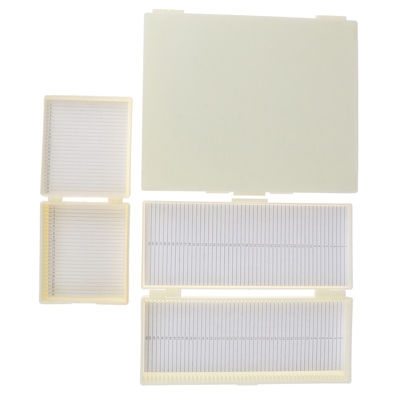 Plastic Microscope Glass Slide Box 25/50/100pcs Biological Slices Storage Case gallery