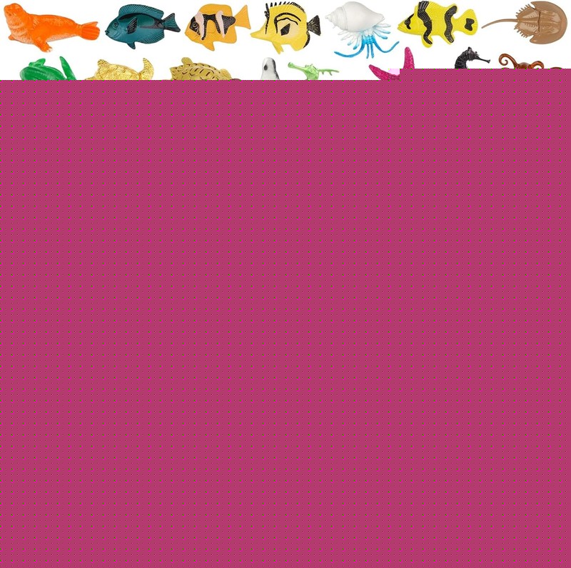 54 Pack Assorted Mini Vinyl Plastic Ocean Sea Animal Figures Toy Set, Realistic