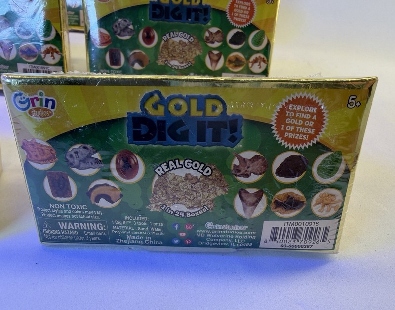 6 (six) Gold Dig It -Dino Dig Grin Studios-Lot Of 6- 1 in 24 Contains Real Gold! gallery
