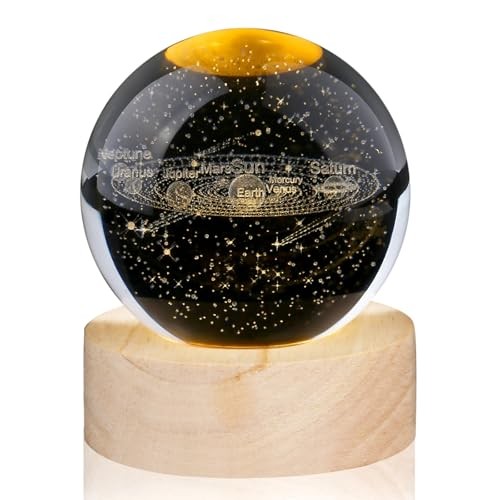 Crystal Ball Lamp 2.4inch 3D Universe Astronomy Decor Quartz Solar System
