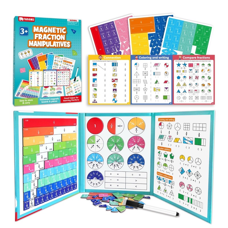 Magnetic Fraction Educational Puzzle & Tiles – Montessori Math Manipulatives for