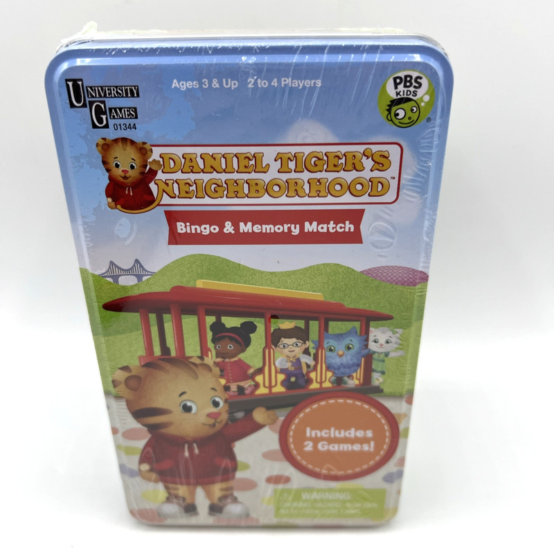 PBS Kids Daniel Tiger Bingo & Memory Match Card Games in Tin Sealed