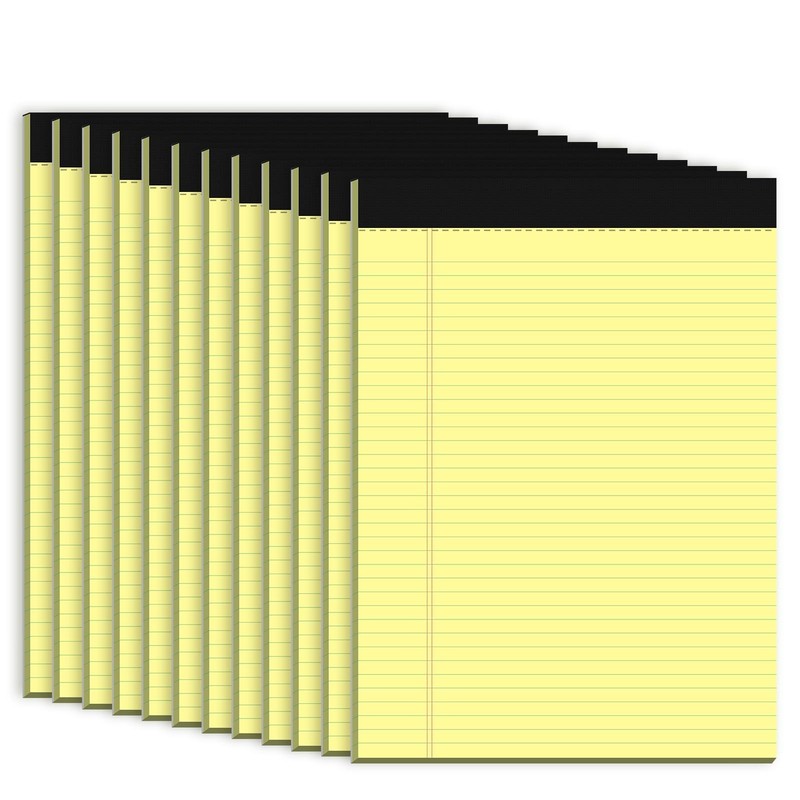 Yellow Legal Pad, 8.5 x 11 College Ruled Notepad, 12 Pack Legal Notepads 8.5 ...