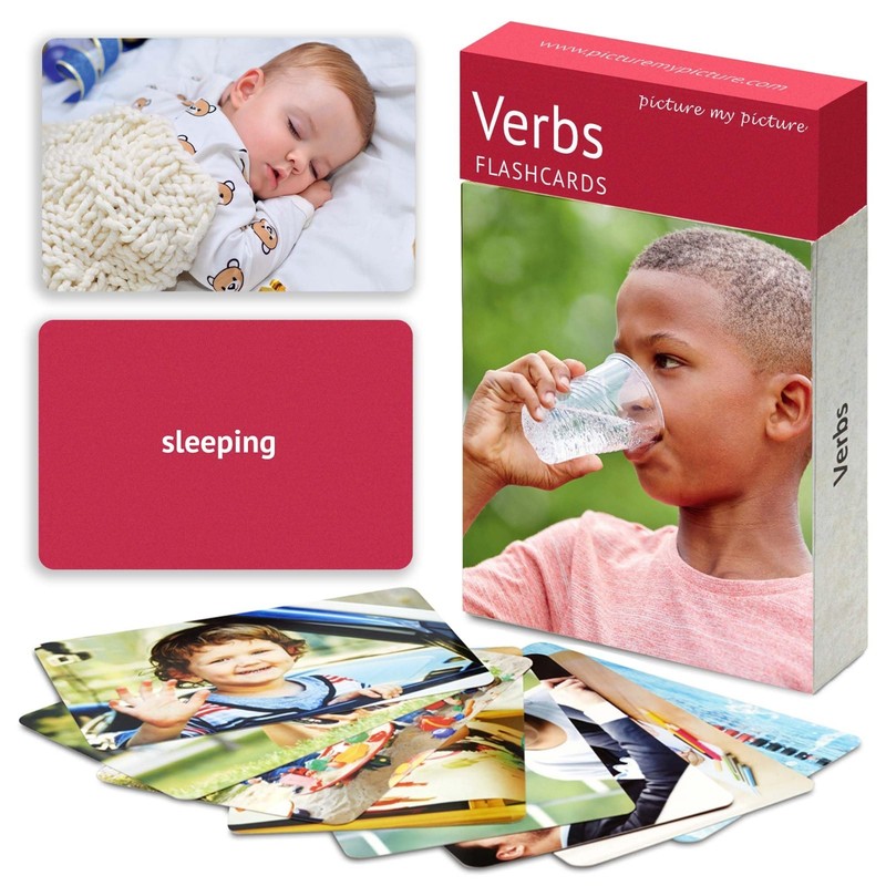 Flash Card Set for Speech Therapy – 40 Picture Verbs, Vocabulary & Communication