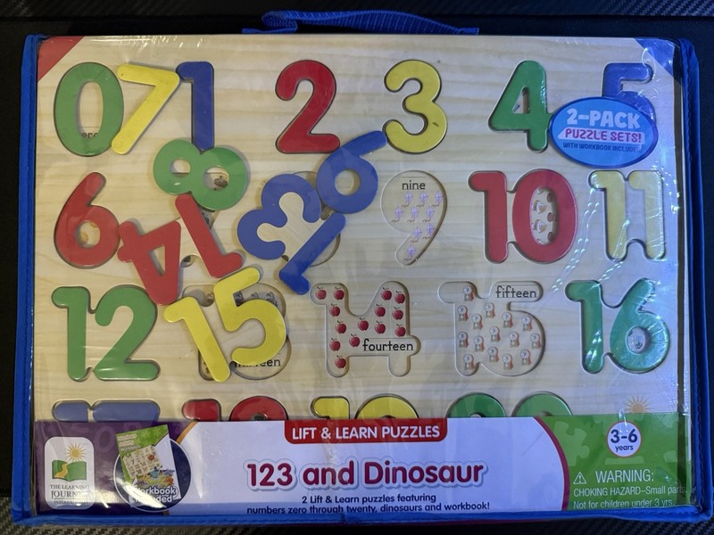 The Learning Journey Lift & Learn 2 Pack Puzzle 123 and Dinosaurs & Workbook